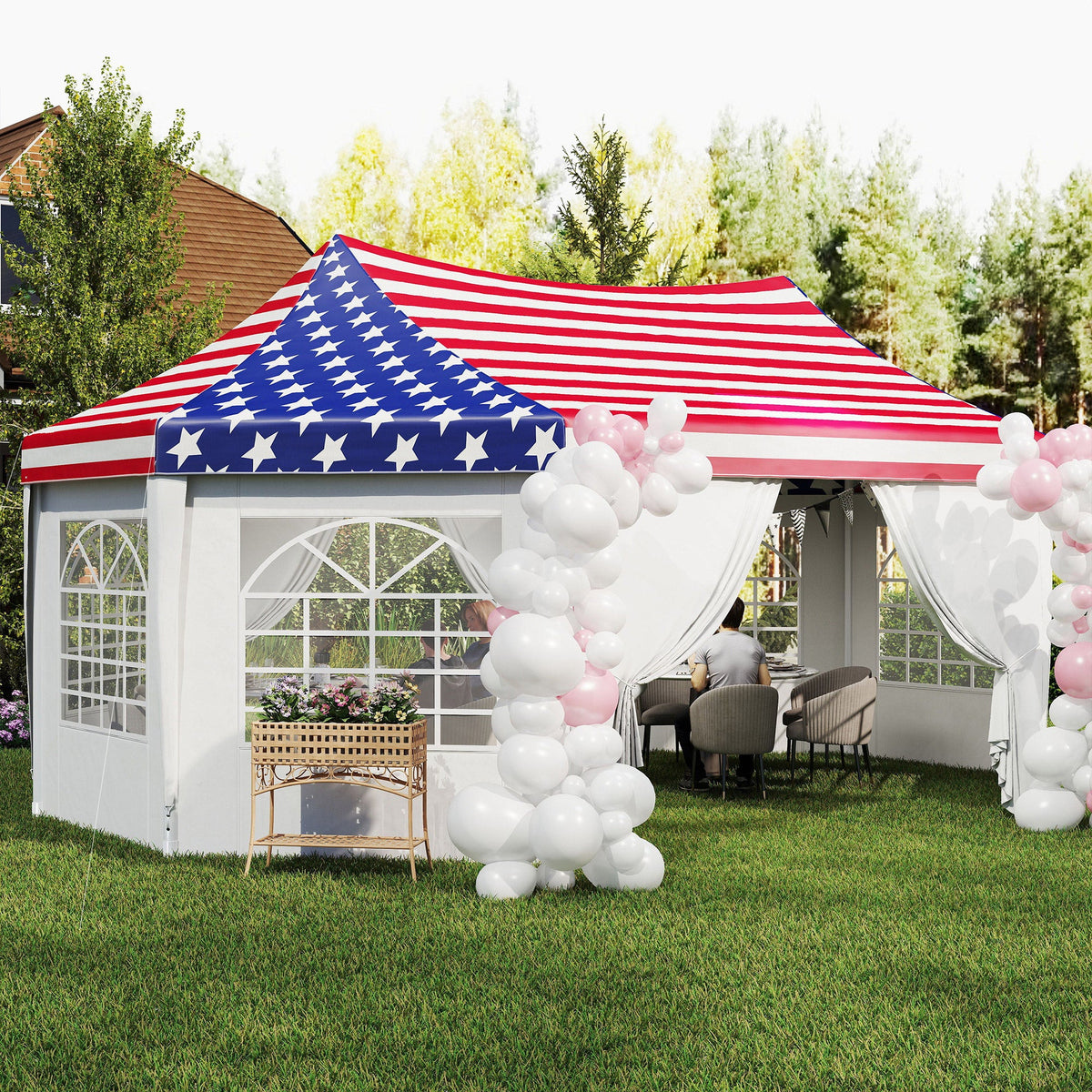 22.3' x 16.4' Party Tent with Sidewalls, American Flag