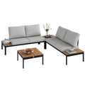 4 Piece L-Shaped Garden Furniture Set with 2 Coffee Tables, Teak