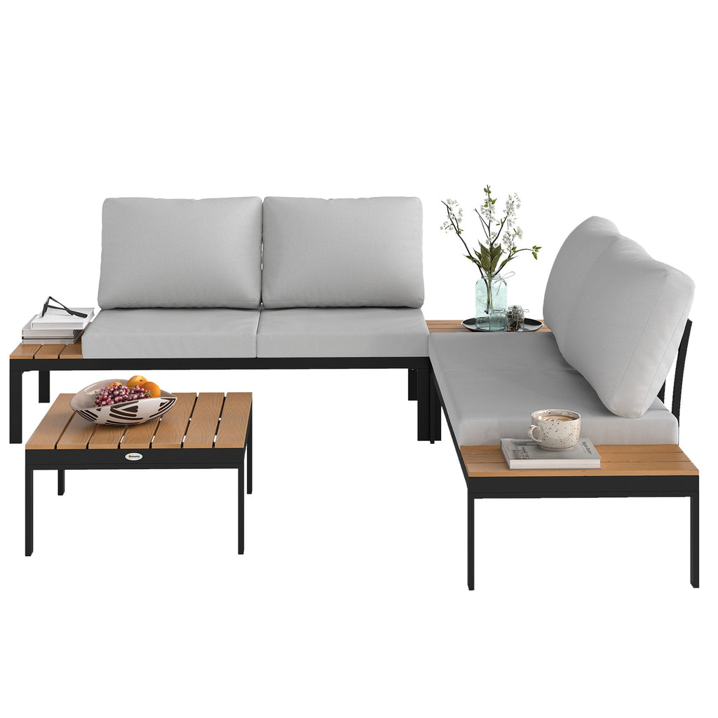 4 Piece L-Shaped Garden Furniture Set with 2 Coffee Tables, Teak