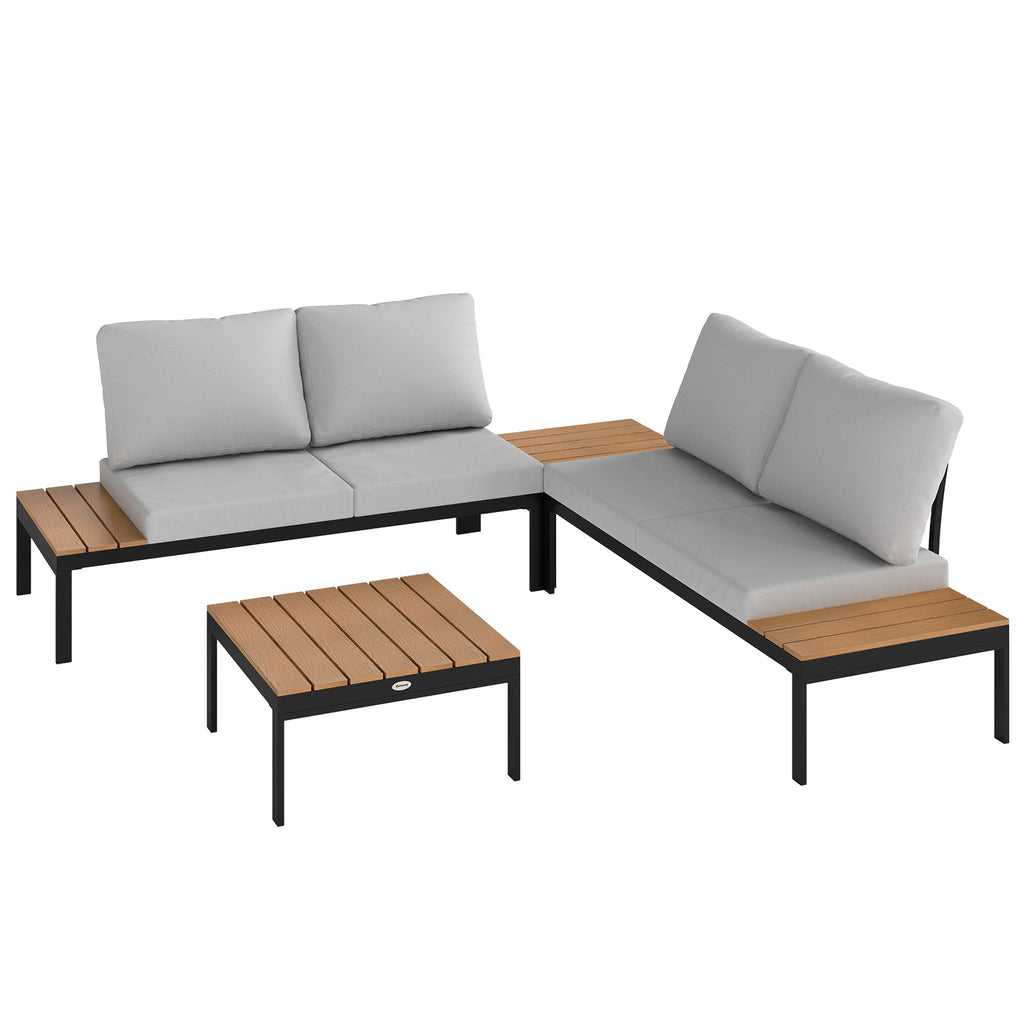 4 Piece L-Shaped Garden Furniture Set with 2 Coffee Tables, Teak