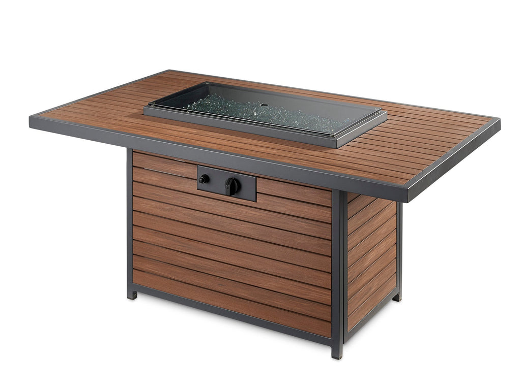 Kenwood Rectangular Chat Height Fire Pit Table w/ Glass Guard KW-1224-K/GG-1224