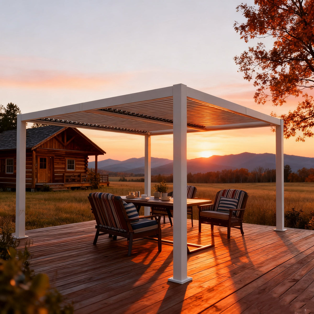 Kozyard Outdoor Louvered Pergola Sun Shade All-Weather Aluminum Packing Shelter with Drainage System and Adjustable Roof Waterproof for Outdoor Poolside Balcony Patio Garden Yard