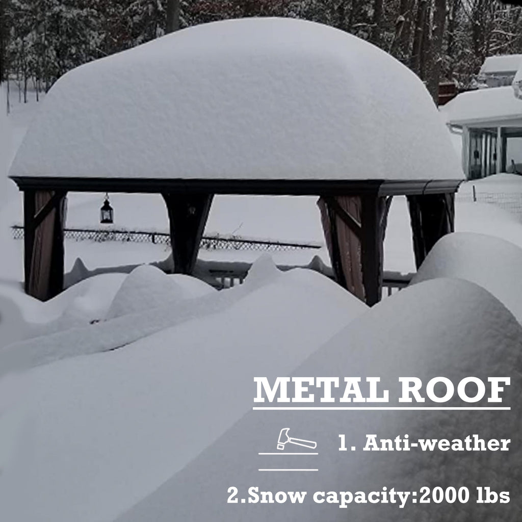 Kozyard Rosana 10'x12' Hardtop Aluminum Permanent Gazebo with 2-layer Sidewalls (Rosana 10'x12')