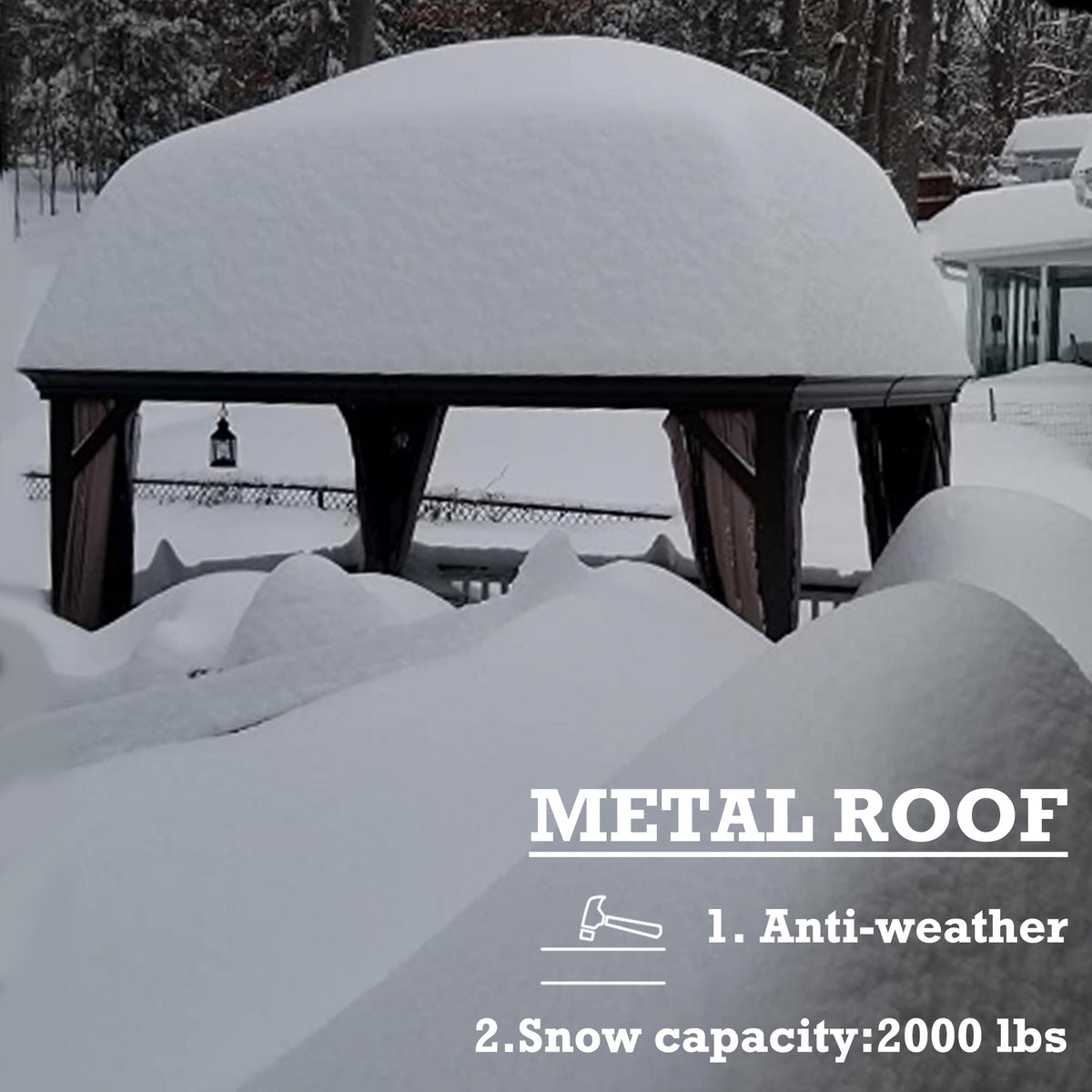 Kozyard Rosana 10'x12' Hardtop Aluminum Permanent Gazebo with 2-layer Sidewalls (Rosana 10'x12')