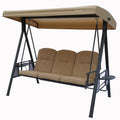 Kozyard Herbert Deluxe 3-Seat Patio Porch Swing with Stand, Adjustable Canopy, Outdoor Freestanding Swing Chair for Backyard, Poolside, Balcony, Weather-Resistant