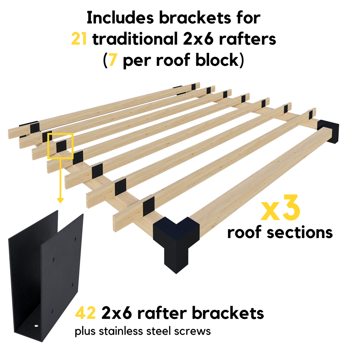 Modern Black Pergola Brackets Kit