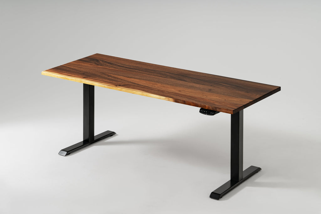 Elephant Desks - Height Adjustable Live Edge Standing Desk - Wavy Series (Solid Wood and A Live Edge)