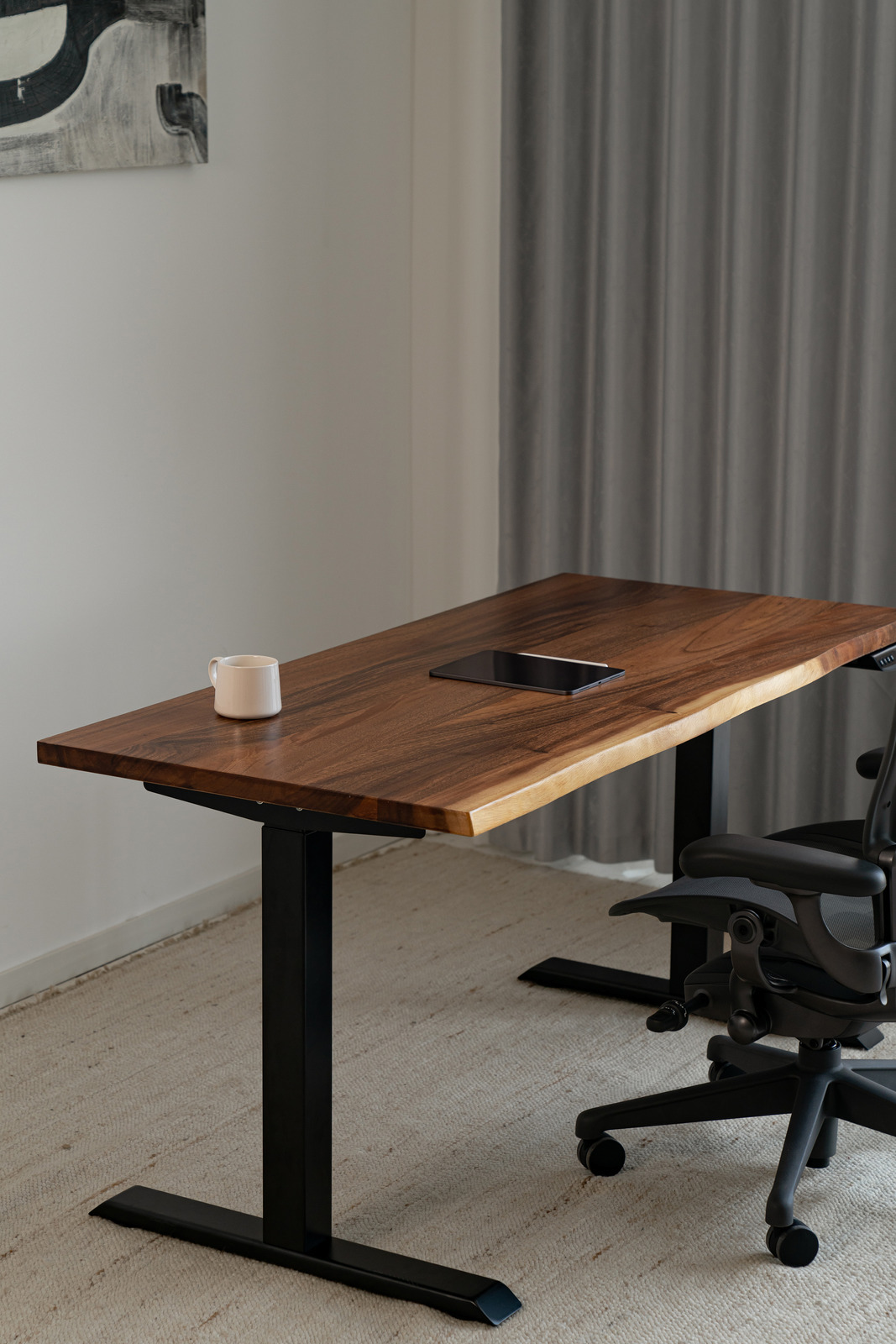 Elephant Desks - Height Adjustable Live Edge Standing Desk - Wavy Series (Solid Wood and A Live Edge)
