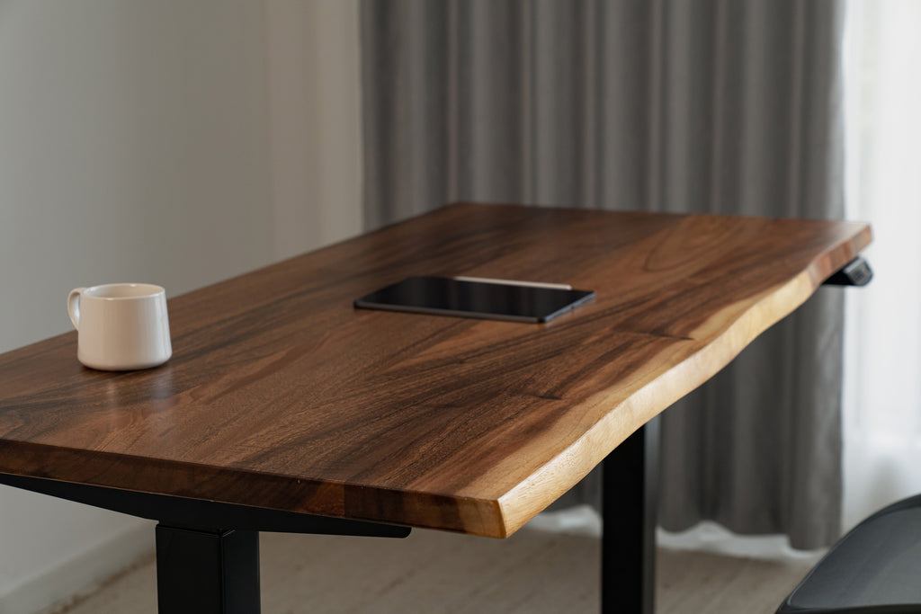 Elephant Desks - Height Adjustable Live Edge Standing Desk - Wavy Series (Solid Wood and A Live Edge)