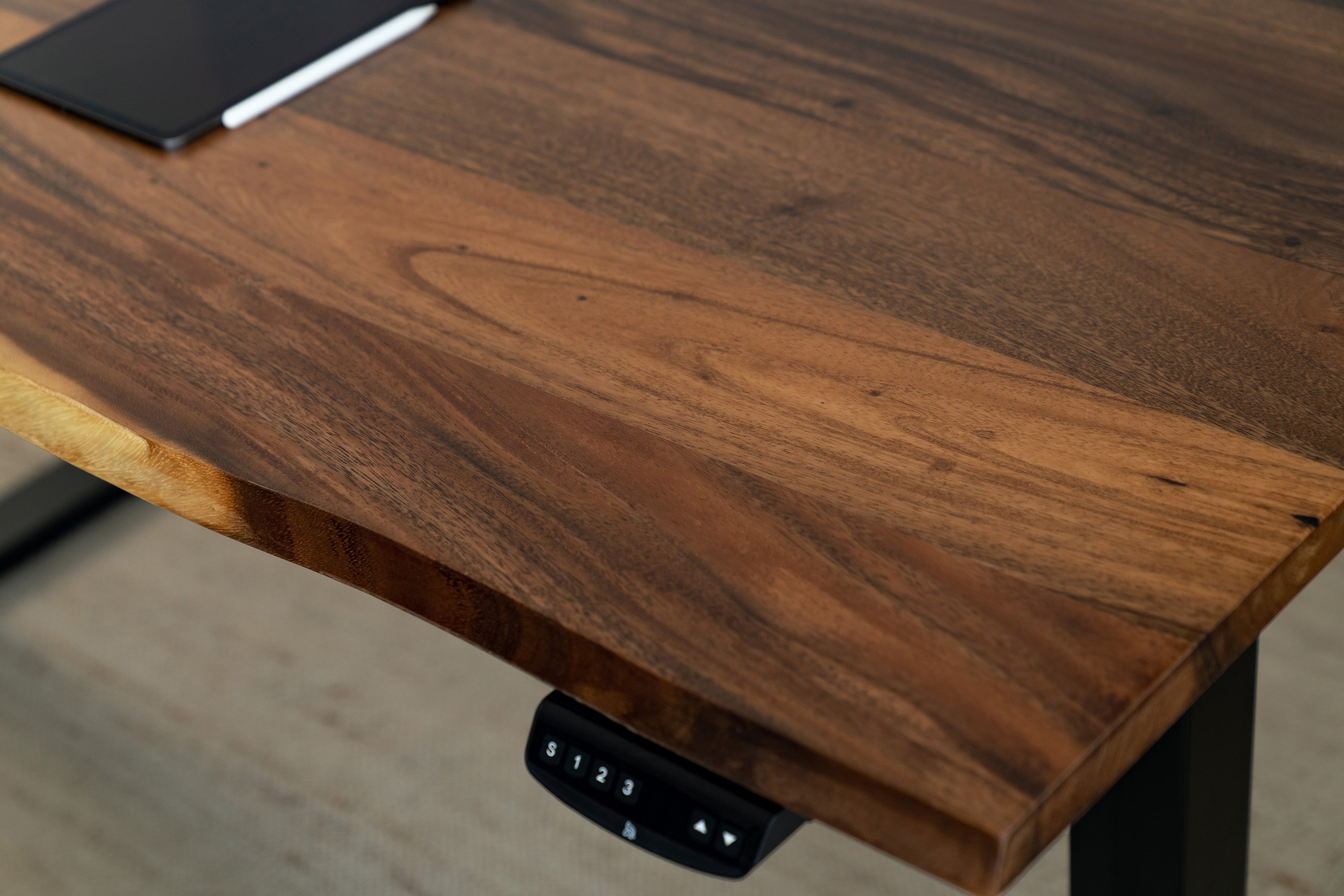 Elephant Desks - Height Adjustable Live Edge Standing Desk - Wavy Series (Solid Wood and A Live Edge)