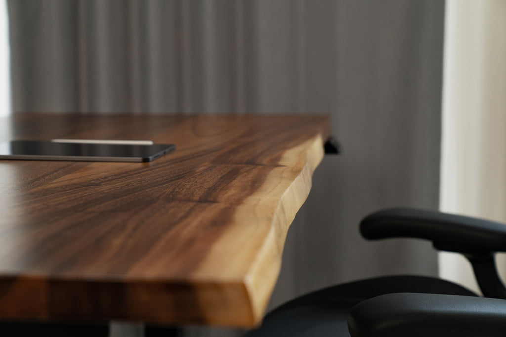 Elephant Desks - Height Adjustable Live Edge Standing Desk - Wavy Series (Solid Wood and A Live Edge)