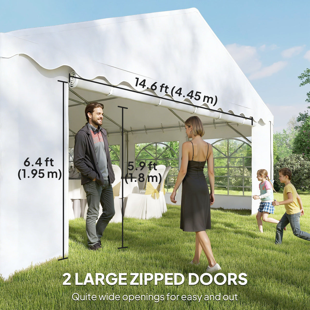 20' x 40' Heavy Duty Party Tent and Carport with Sidewalls, White