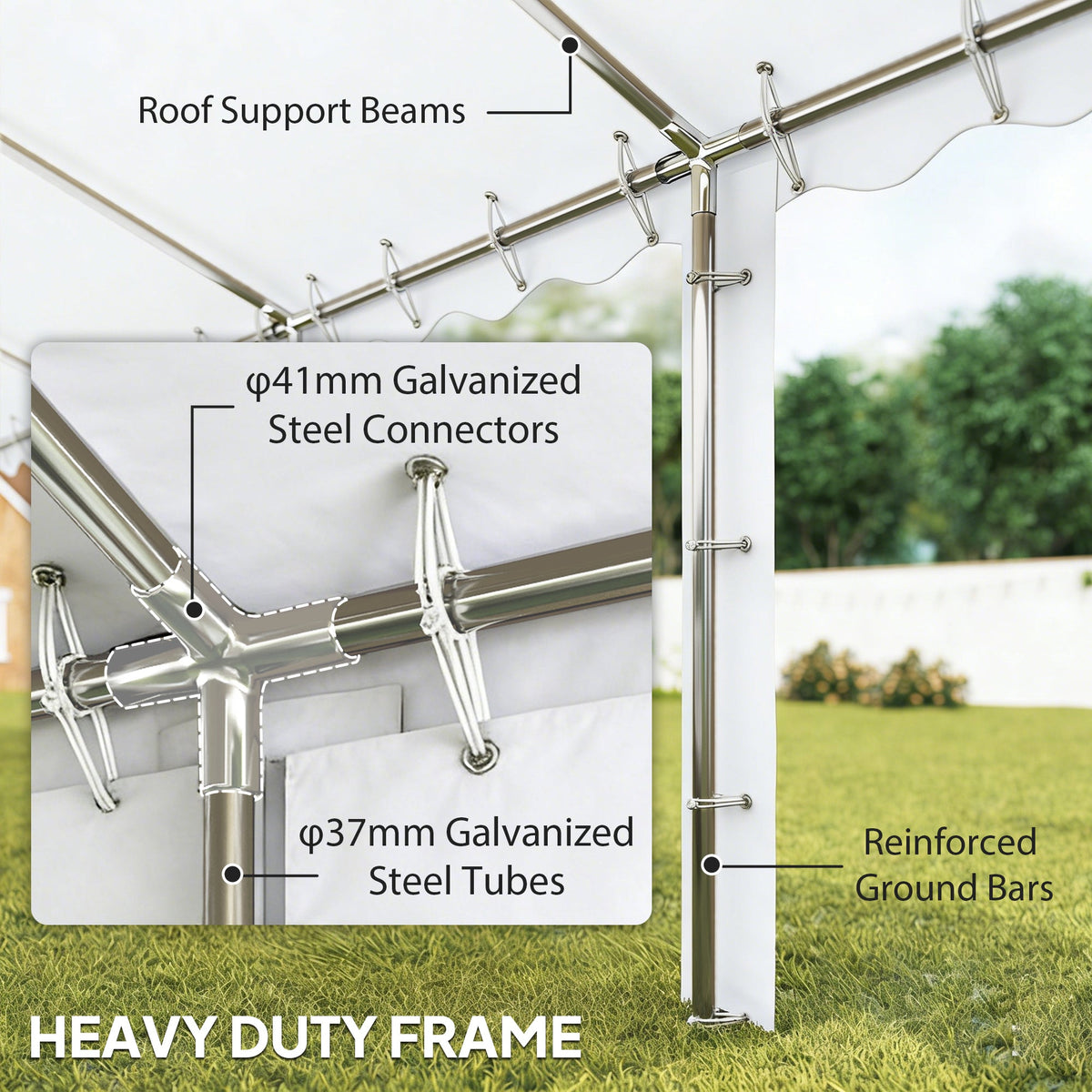 20' x 40' Heavy Duty Party Tent and Carport with Sidewalls, White