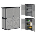 Wood Outdoor Storage Cabinet with Lock and Shelves, Gray