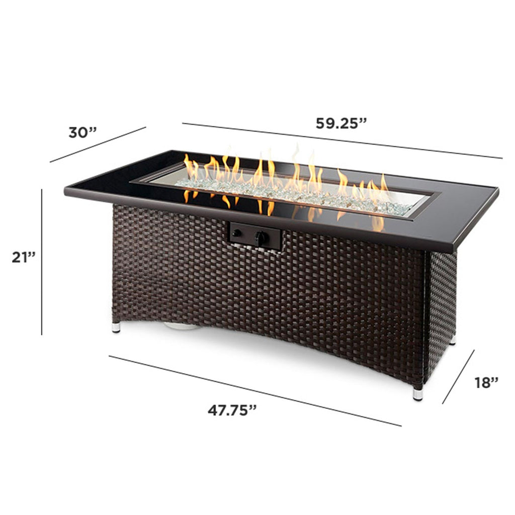 Balsam Montego Linear Gas Fire Pit Table w/ Glass Guard MG-1242-BLSM-K/GG-1242