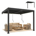3 x 3 m Dark Grey Louvered Pergola with Adjustable Metal Roof, LED Lights