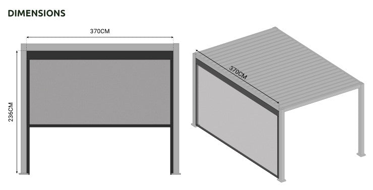 4M NOVA TITAN Aluminium Pergola PRIVACY SCREEN - GREY