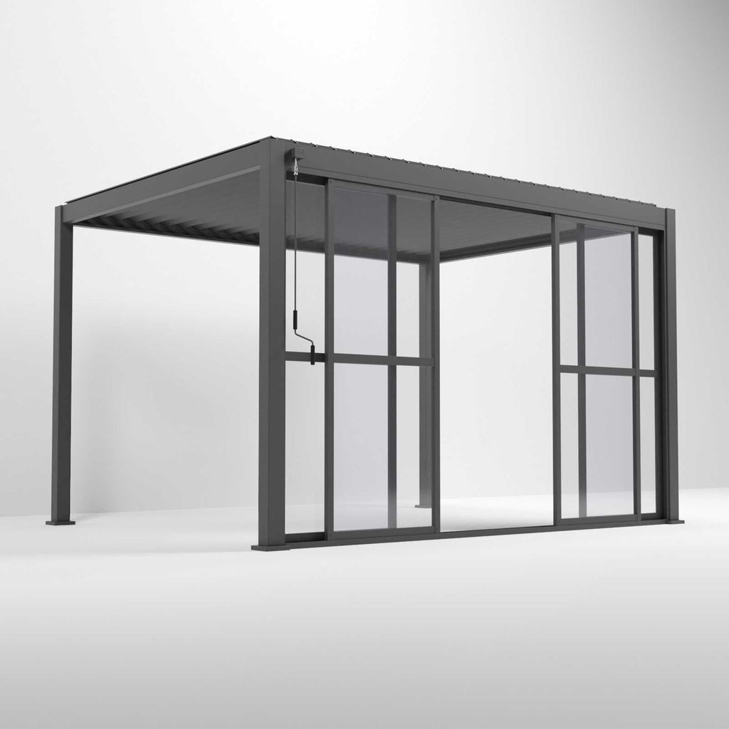 3.6M NOVA Titan Aluminium Transparent French Sliding Door System Graphite Grey