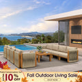 PURPLE LEAF Byron Open-End Modular Outdoor Sectional with Wide-Band Woven Design and Wood-Grain Aluminum Frame for Backyard Family Time