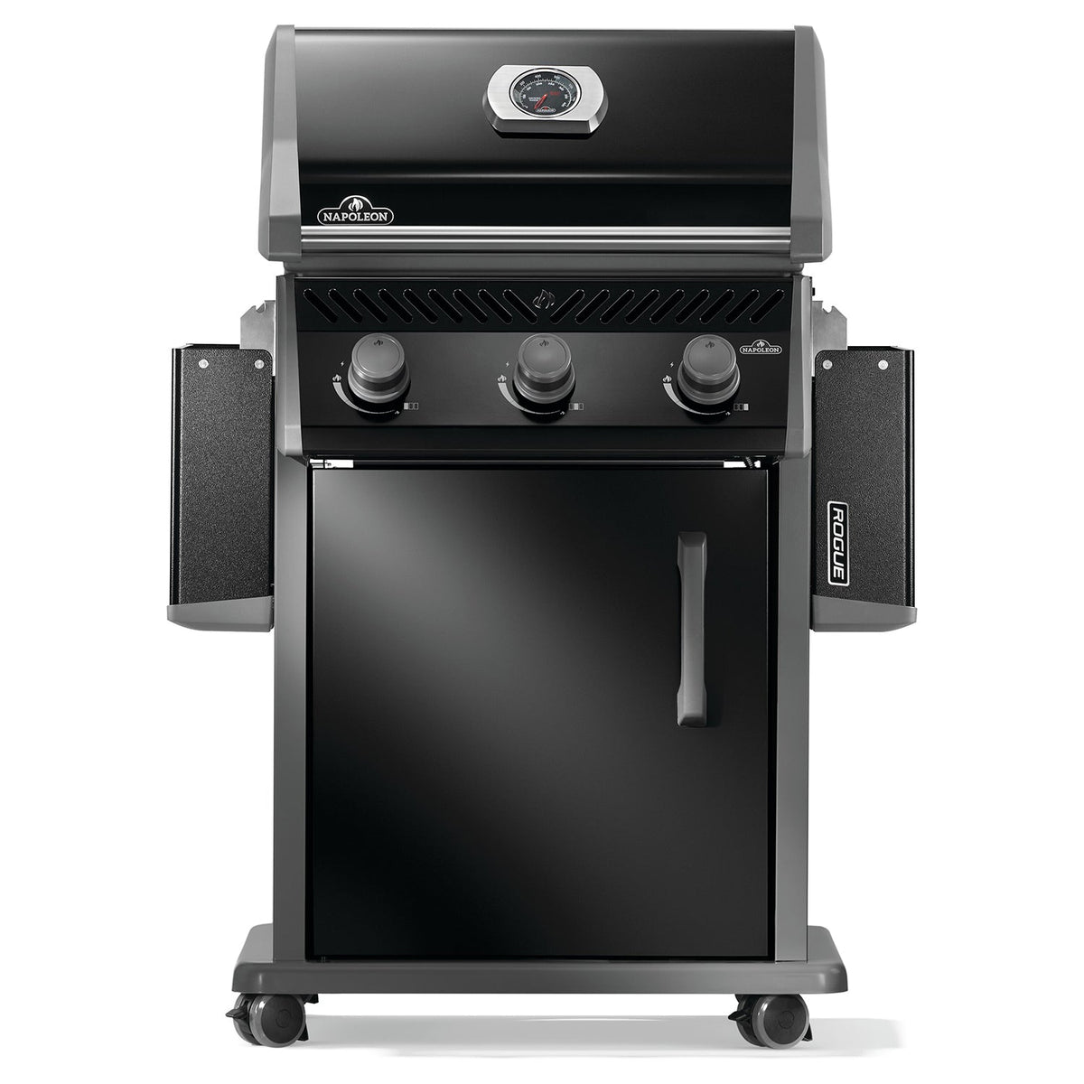 Napoleon Rogue 425 – Barbecue à gaz noir 3 brûleurs avec grilles en acier inoxydable
