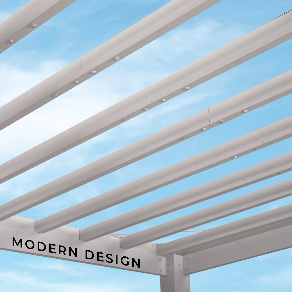 14x12 Windham Modern Steel Pergola With Sail Shade Soft Canopy