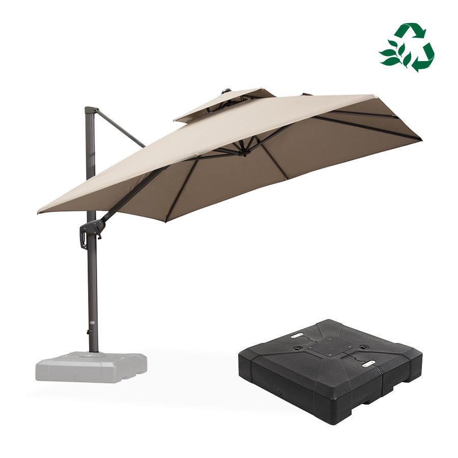PURPLE LEAF UV50+ Fade Resistant Cantilever Umbrella, Patio Umbrellas with Base