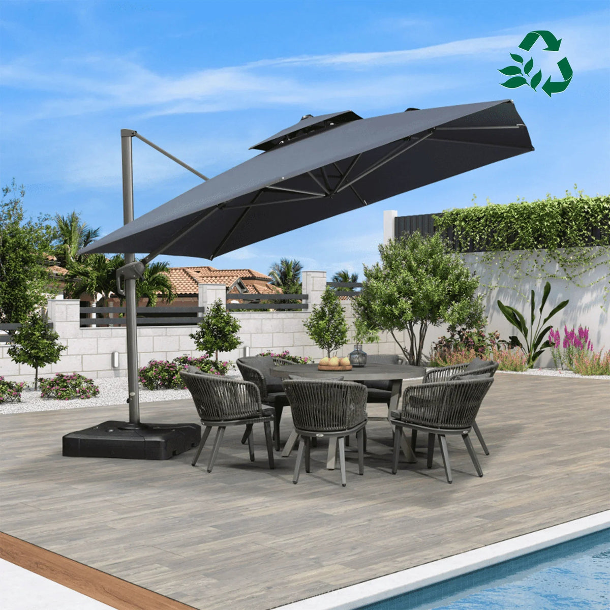 PURPLE LEAF Eco-friendly Fade Resistant Patio Umbrella High Quality Cantilever Umbrella