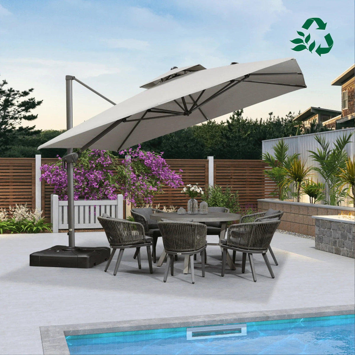 PURPLE LEAF Eco-friendly Fade Resistant Patio Umbrella High Quality Cantilever Umbrella