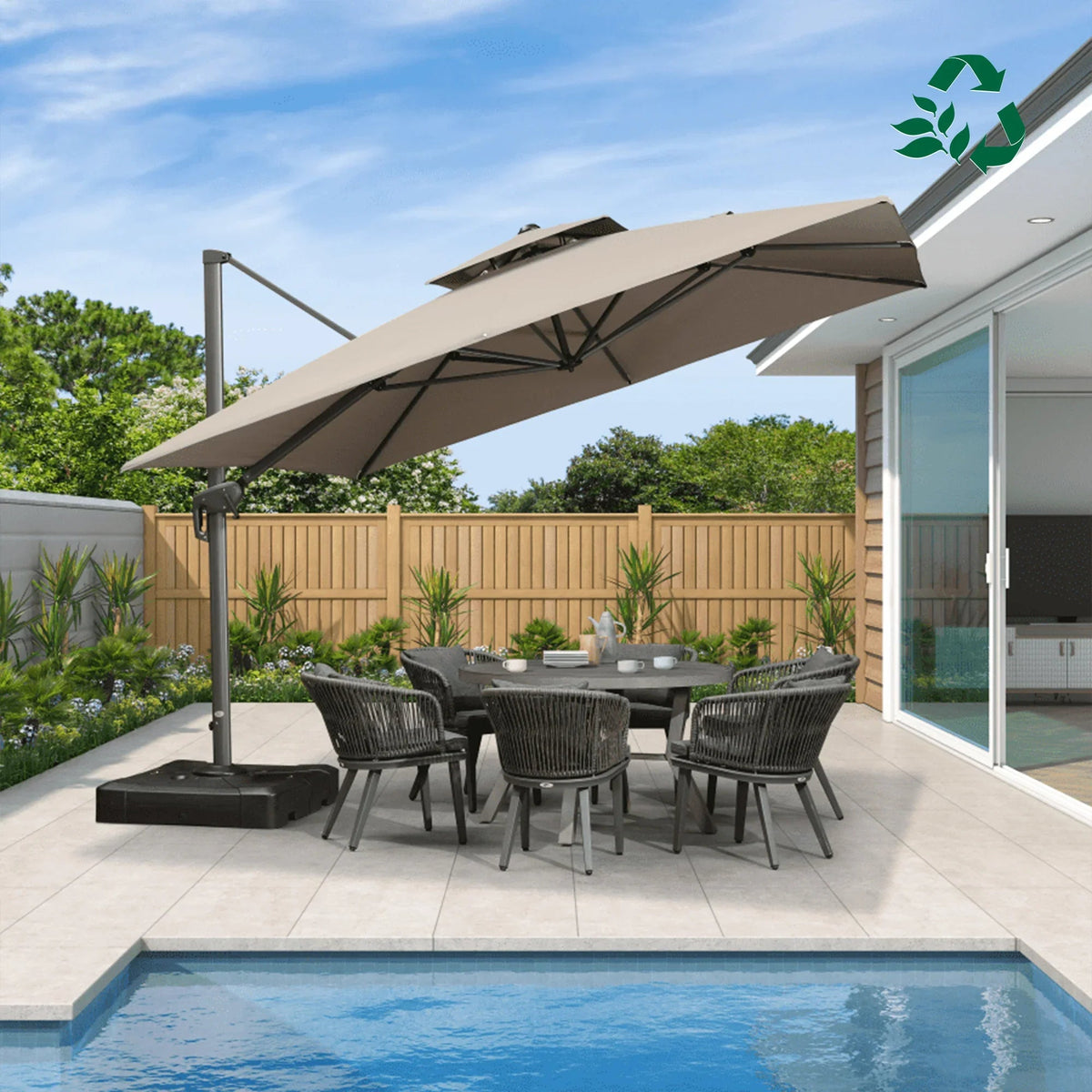 PURPLE LEAF Eco-friendly Fade Resistant Patio Umbrella High Quality Cantilever Umbrella