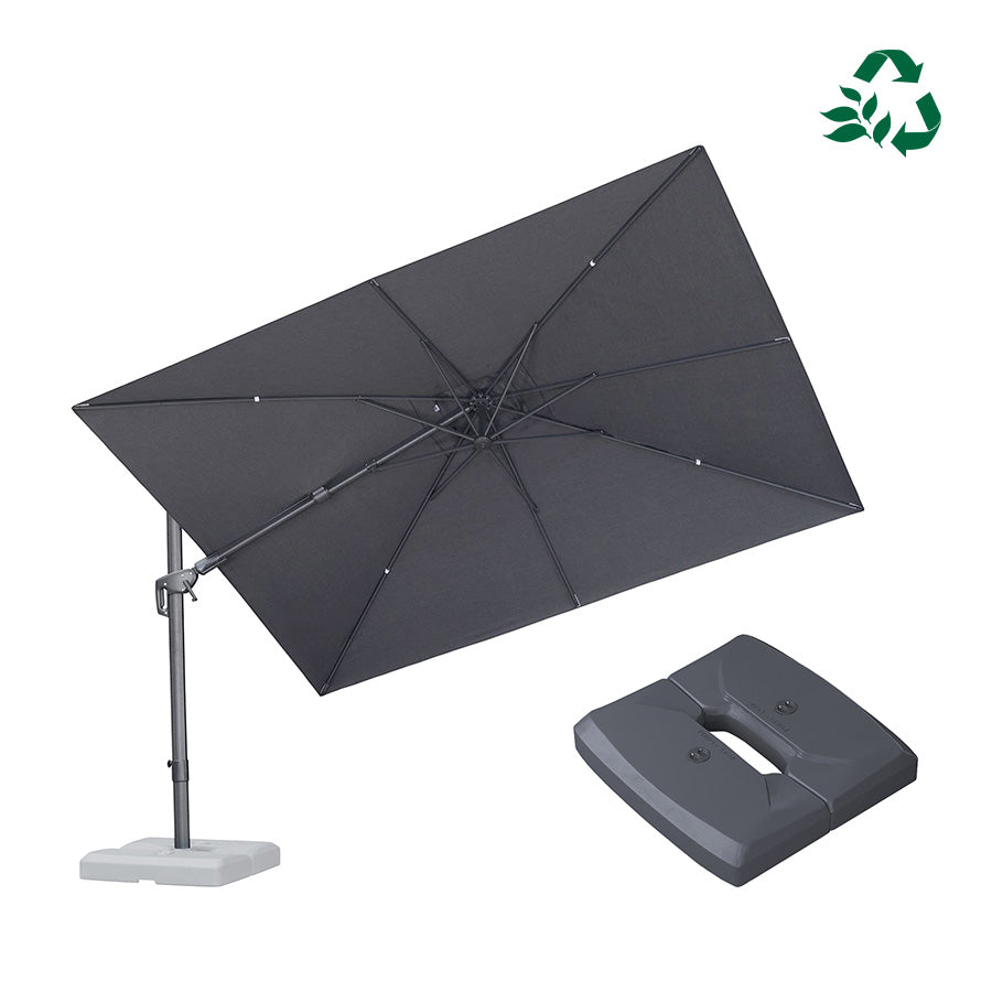 PURPLE LEAF UV Resistant Patio Umbrella with Base, Left-Right Tilt & 360° Swivel