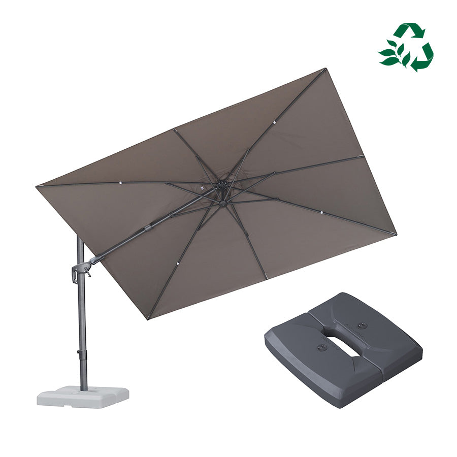 PURPLE LEAF UV Resistant Patio Umbrella with Base, Left-Right Tilt & 360° Swivel
