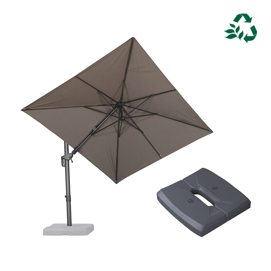 PURPLE LEAF UV Resistant Patio Umbrella with Base, Left-Right Tilt & 360° Swivel