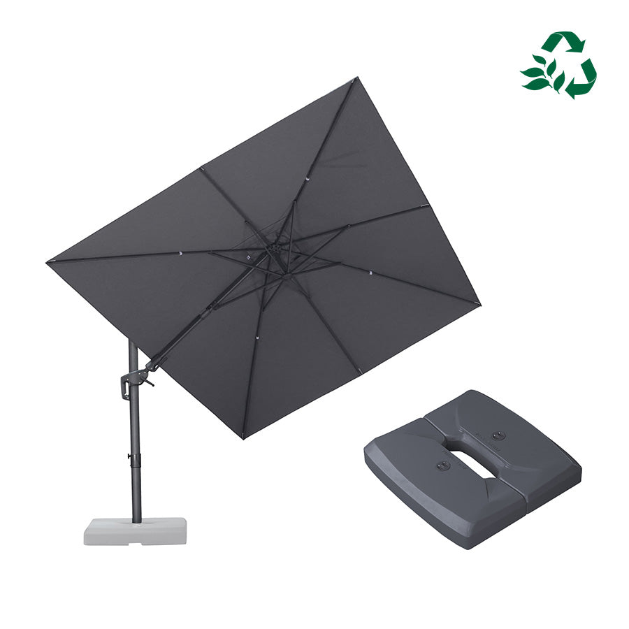 PURPLE LEAF UV Resistant Patio Umbrella with Base, Left-Right Tilt & 360° Swivel