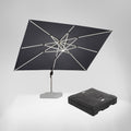 PURPLE LEAF Rectangular Cantilever Umbrella with Base, Outdoor Umbrellas with Lights
