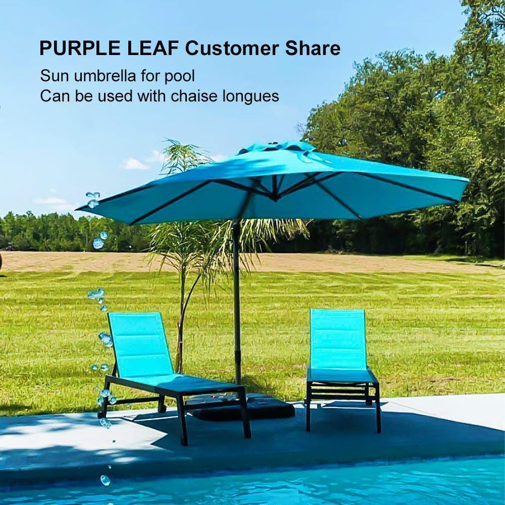 PURPLE LEAF Affordable Outdoor Umbrella with Base, Round Cantilever Umbrella for Garden