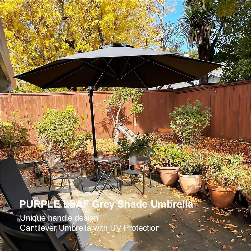 PURPLE LEAF Affordable Outdoor Umbrella with Base, Round Cantilever Umbrella for Garden