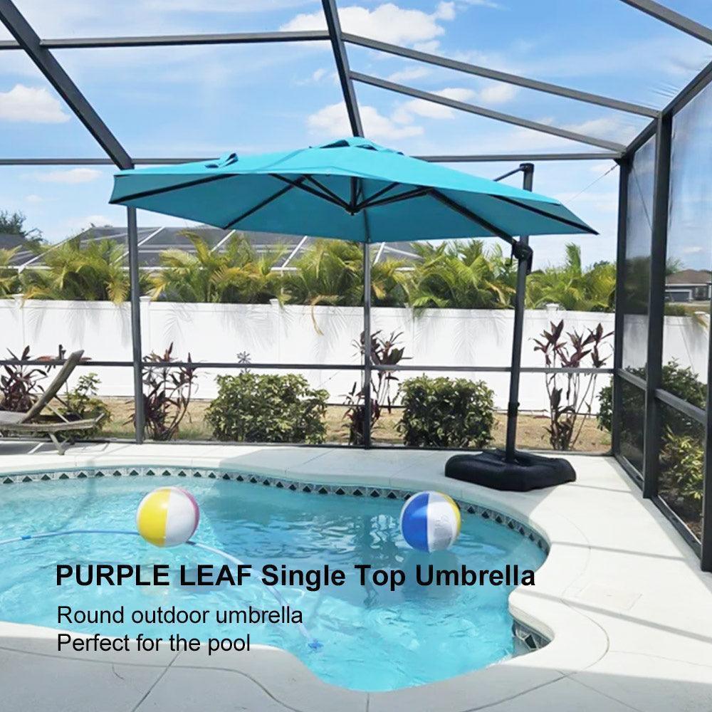 PURPLE LEAF Affordable Outdoor Umbrella with Base, Round Cantilever Umbrella for Garden
