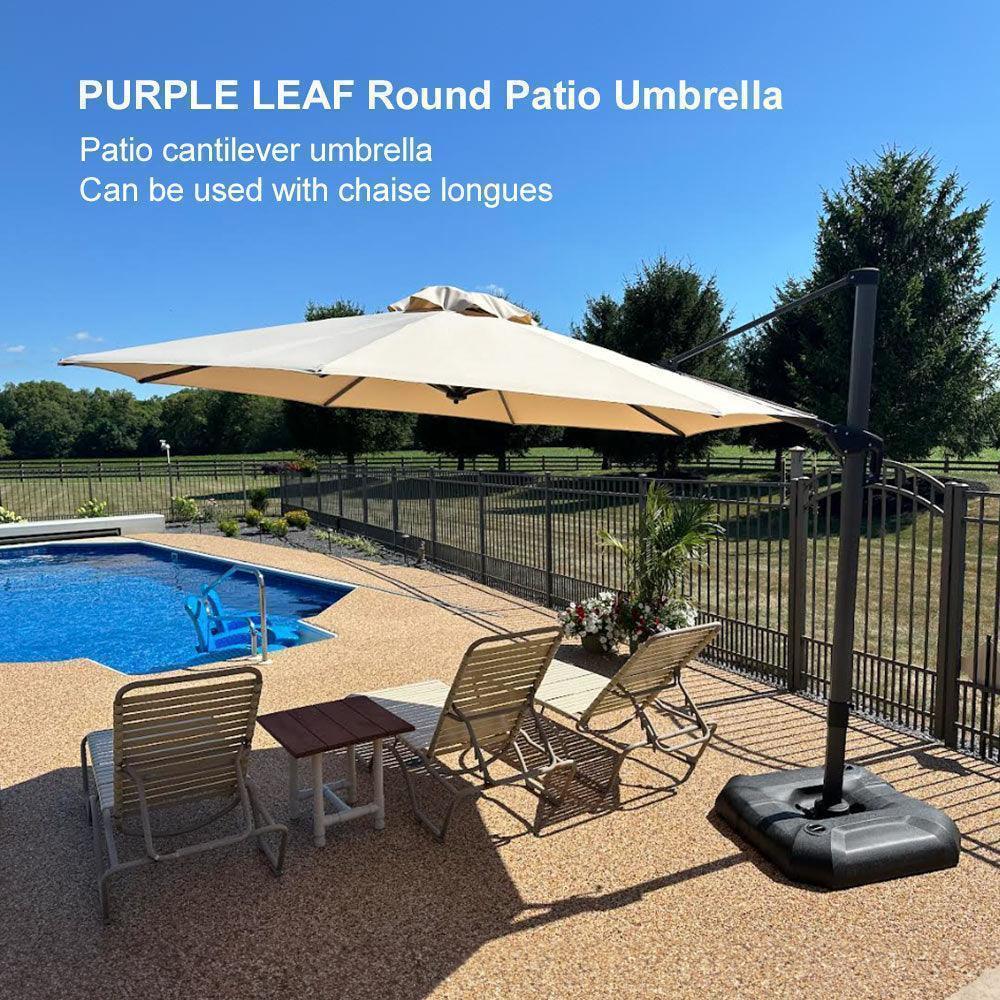 PURPLE LEAF Affordable Outdoor Umbrella with Base, Round Cantilever Umbrella for Garden
