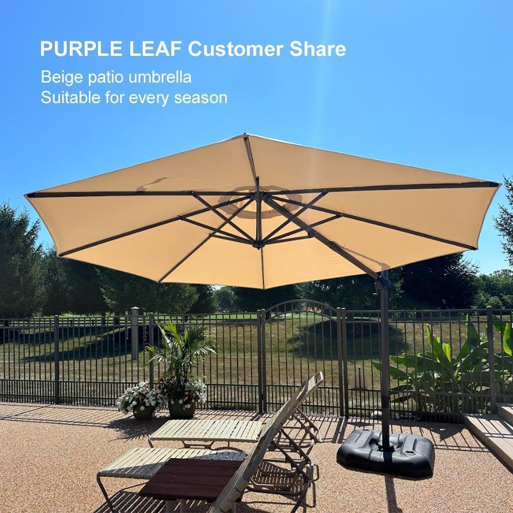 PURPLE LEAF Affordable Outdoor Umbrella with Base, Round Cantilever Umbrella for Garden