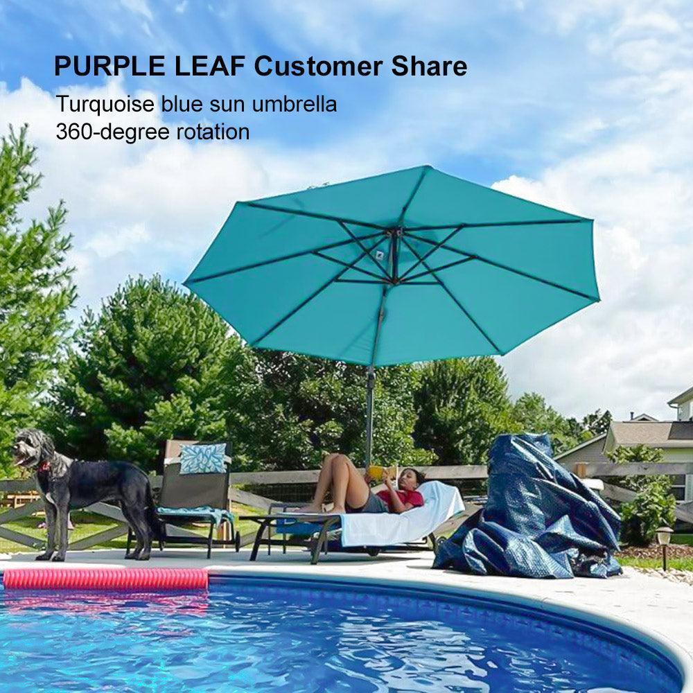 PURPLE LEAF Affordable Outdoor Umbrella with Base, Round Cantilever Umbrella for Garden
