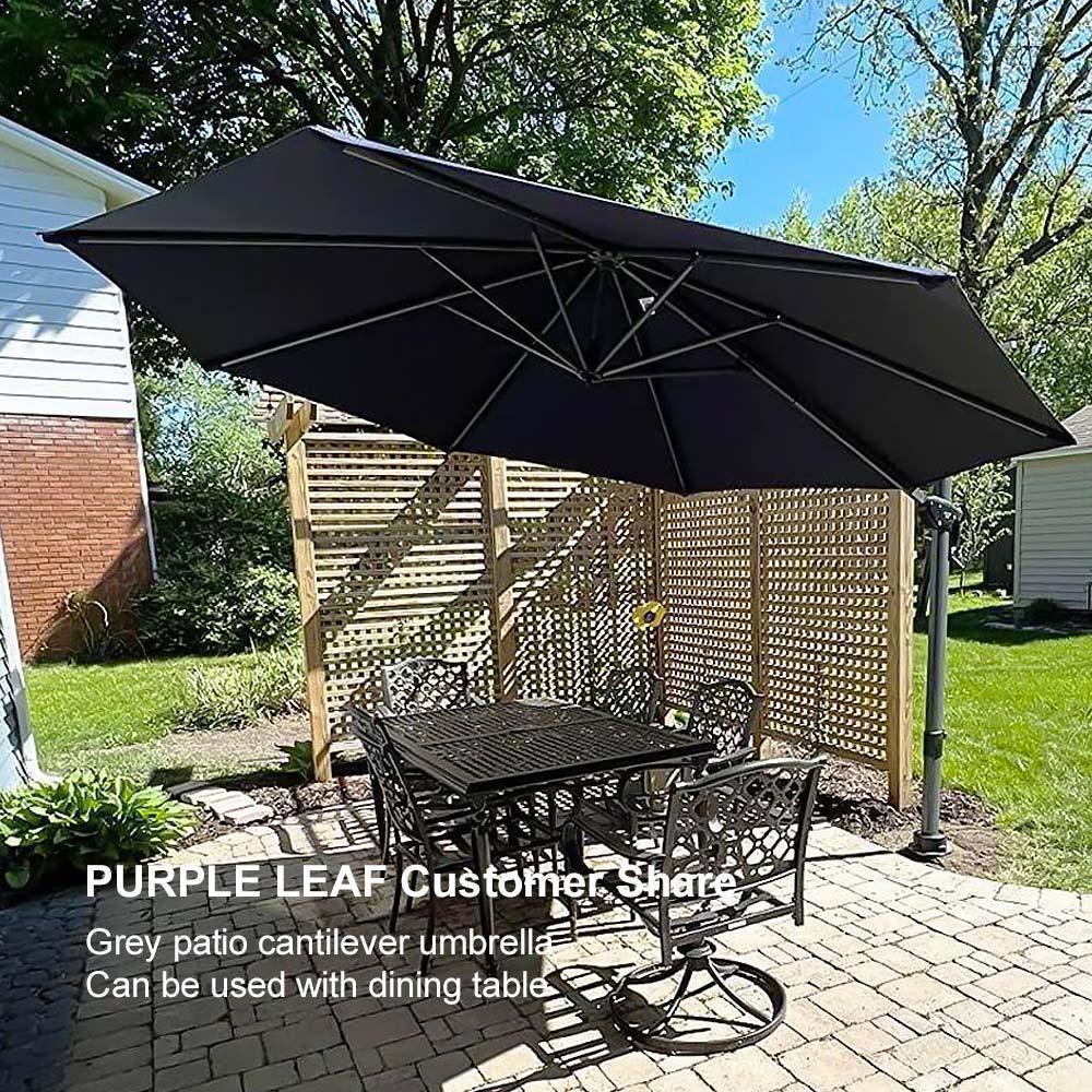 PURPLE LEAF Affordable Outdoor Umbrella with Base, Round Cantilever Umbrella for Garden