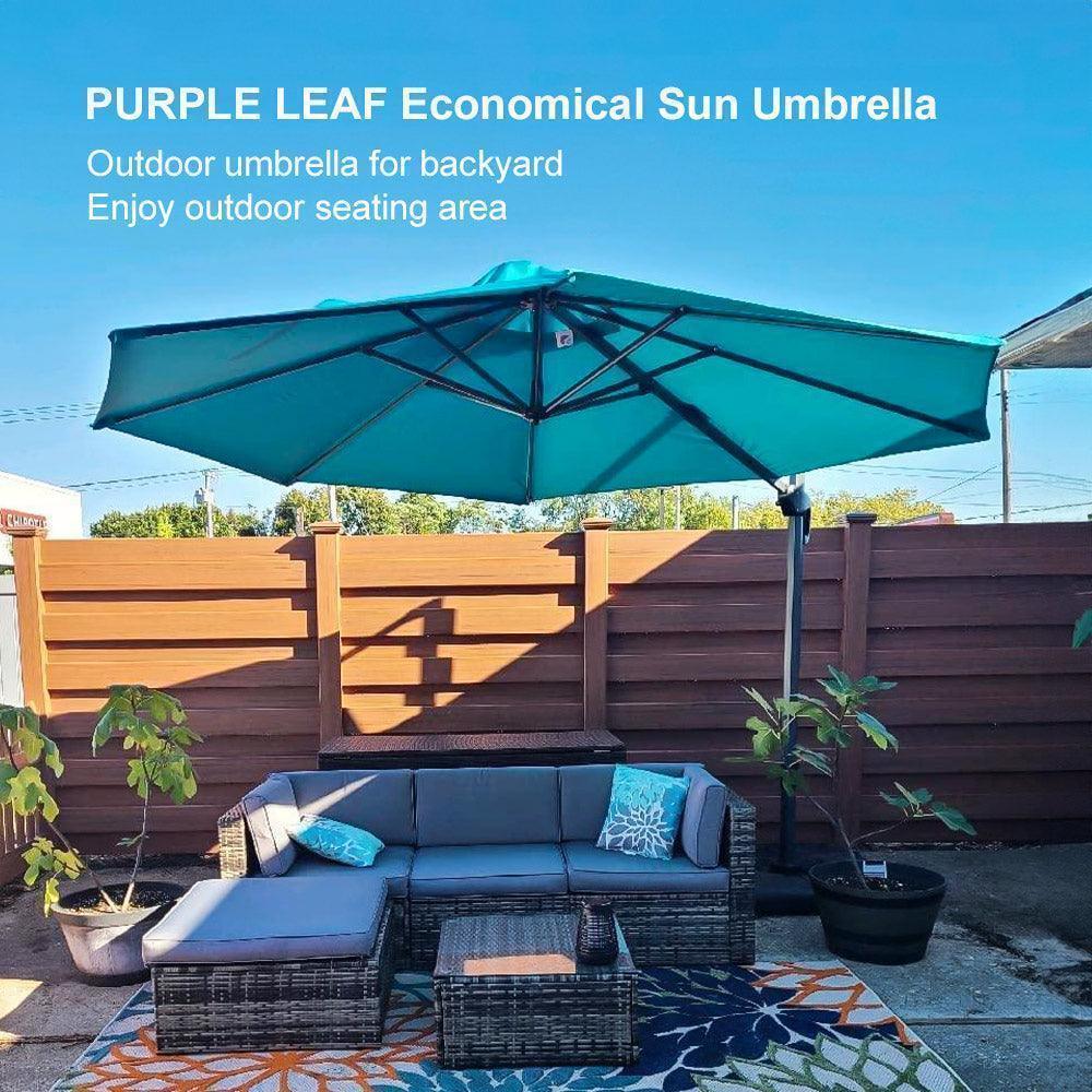 PURPLE LEAF Affordable Outdoor Umbrella with Base, Round Cantilever Umbrella for Garden