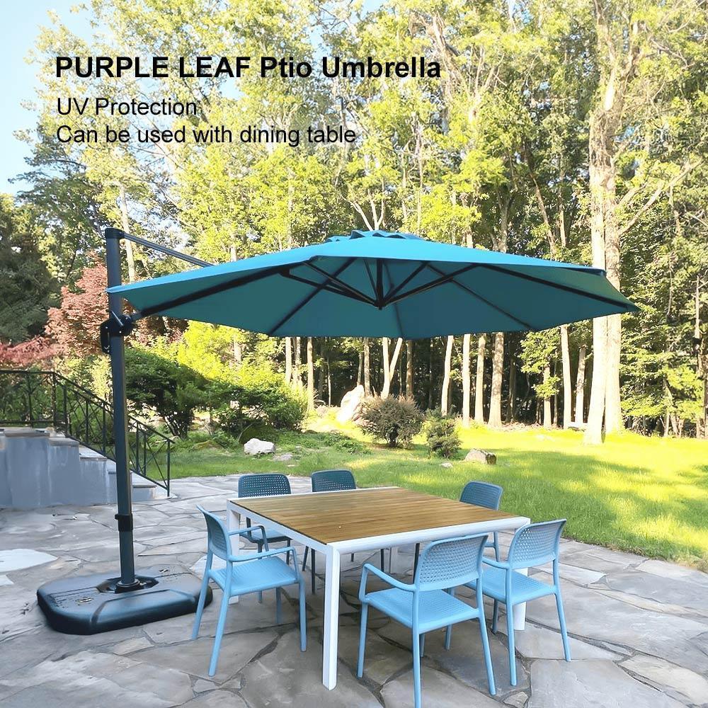 PURPLE LEAF Affordable Outdoor Umbrella with Base, Round Cantilever Umbrella for Garden