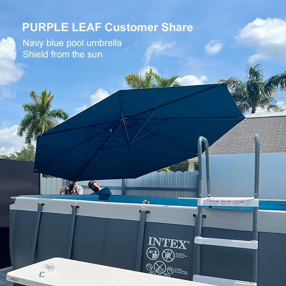 PURPLE LEAF Affordable Outdoor Umbrella with Base, Round Cantilever Umbrella for Garden