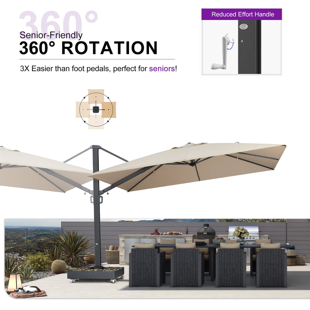 PURPLE LEAF Heavy Duty Cantilever Patio Umbrella Extra Large Outdoor Umbrella for Yard, Garden, Pool