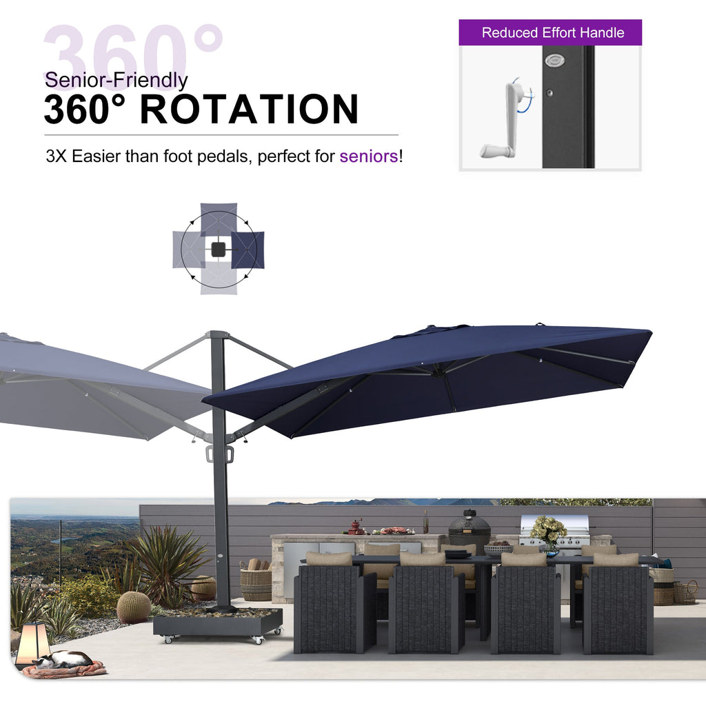 PURPLE LEAF Heavy Duty Cantilever Patio Umbrella Extra Large Outdoor Umbrella for Yard, Garden, Pool