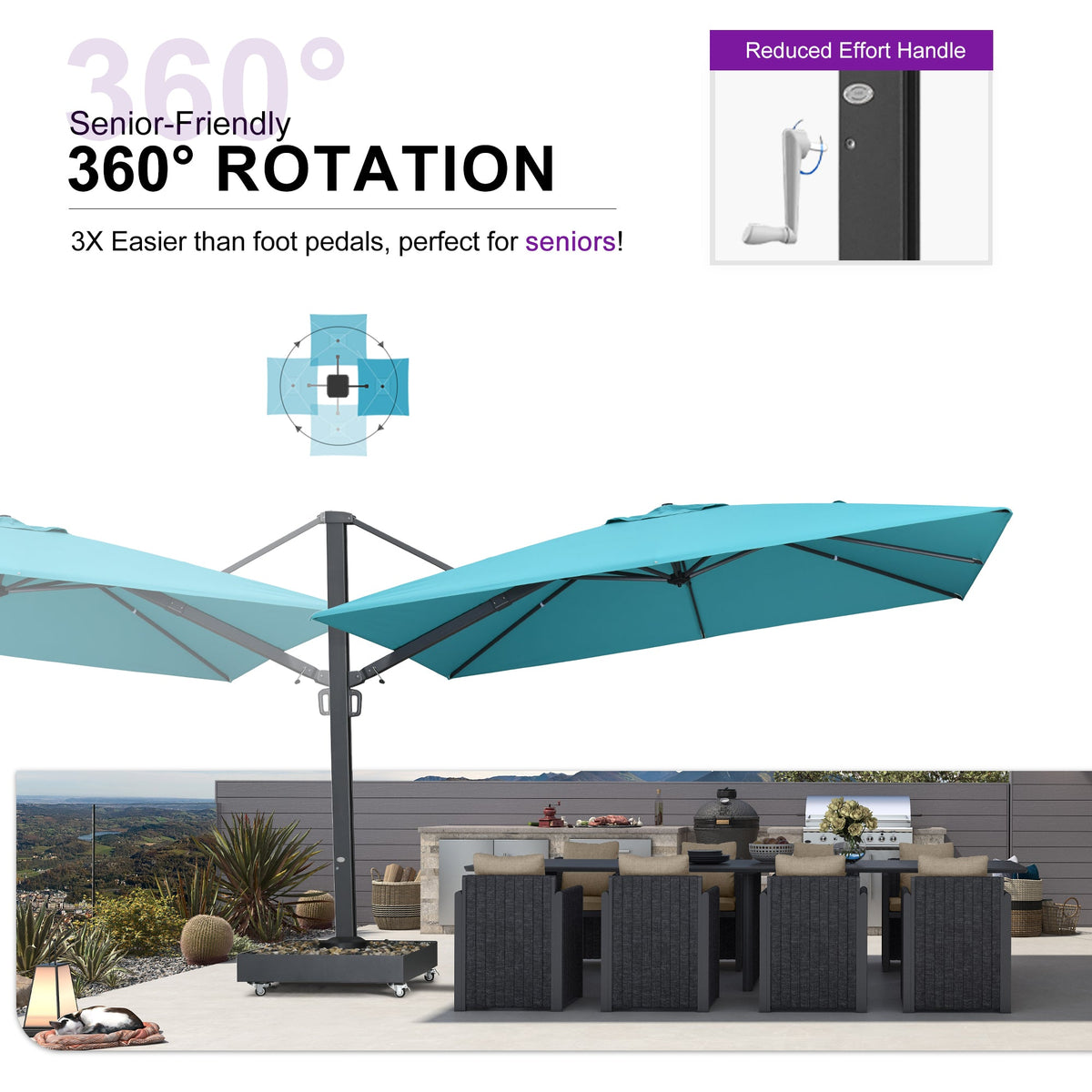 PURPLE LEAF Heavy Duty Cantilever Patio Umbrella Extra Large Outdoor Umbrella for Yard, Garden, Pool