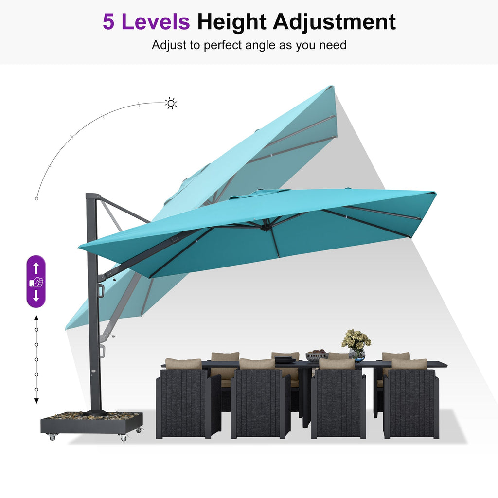 PURPLE LEAF Heavy Duty Cantilever Patio Umbrella Extra Large Outdoor Umbrella for Yard, Garden, Pool