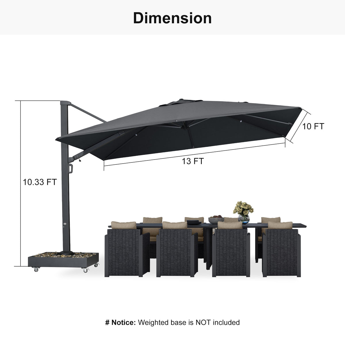 PURPLE LEAF Heavy Duty Cantilever Patio Umbrella Extra Large Outdoor Umbrella for Yard, Garden, Pool