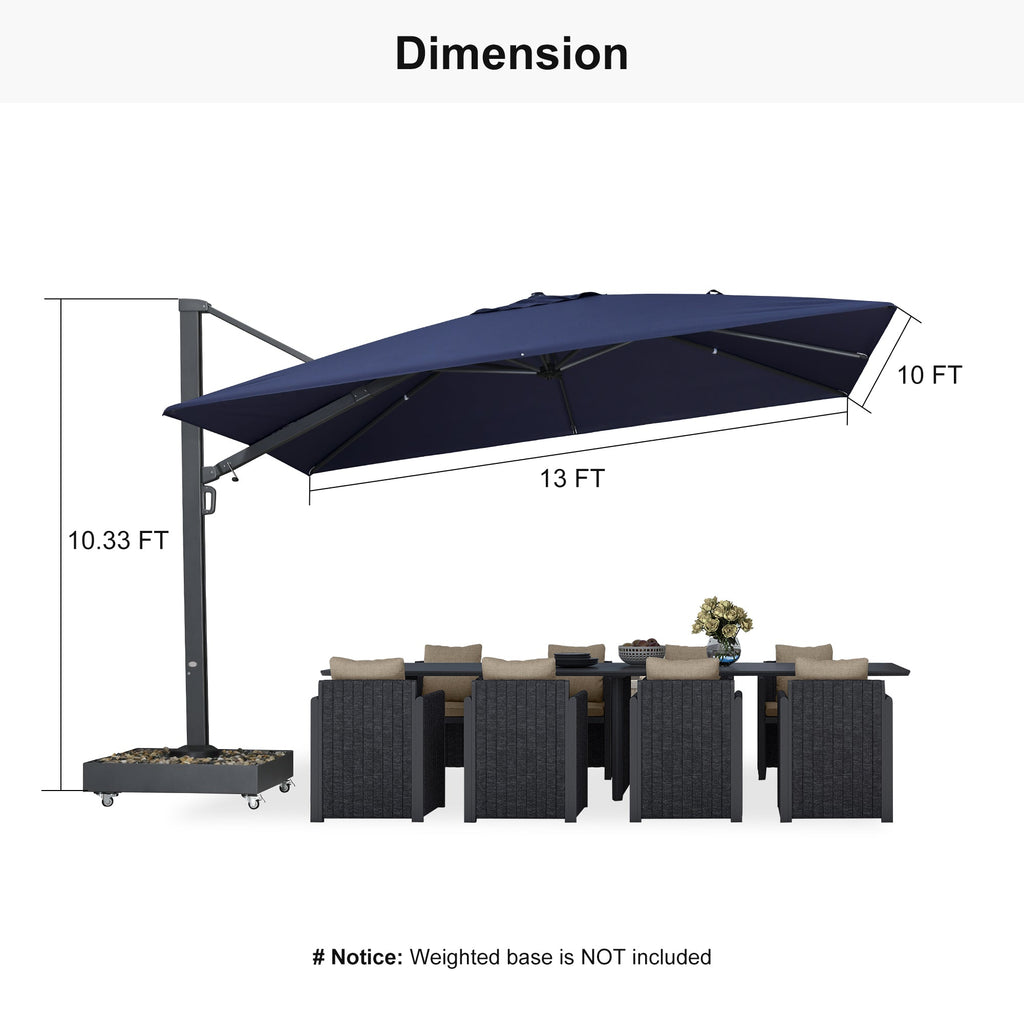 PURPLE LEAF Heavy Duty Cantilever Patio Umbrella Extra Large Outdoor Umbrella for Yard, Garden, Pool
